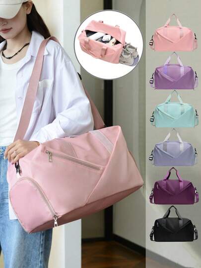 Yoga Gym Sport Bag For Women Men,Handheld Crossbody Bag With Shoes Compartment And Wet Dry Pocket Weekend Overnight Travel Duffle Bag