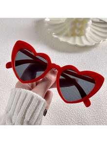 1/2pcs Unisex Red Heart-Shaped Beach Fashion Glasses - Multicolor - View 12