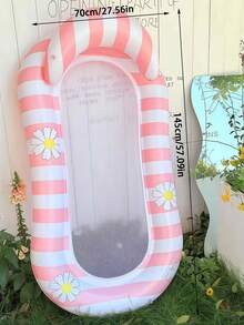 1pc Inflatable Floating Raft, Daisy Stripe Fresh Style With Middle Net, Summer Pool Water Play Inflatable Raft Swim Ring, For Pool Party And Water Gathering, Available In Single Hole Or Multi-Hole Floating Bed Set - Small Daisy Floating Raft With Middle Net - View 9