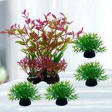 5pcs Aquarium Artificial Plastic Plant Decor, Perfect Fish Tank Accessories