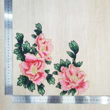 2PCS/Set Vibrant Water Soluble Flower Embroidery Patches For Christmas And New Year Holidays - Pink Orange Rose Red - Fashion-Forward Skirt Stickers & Clothing Accessories - Durable Embroidered Applique For Sewing Projects