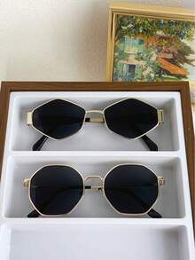 2 piezas Gafas de moda de metal multipolígono para mujeres - Multicolor - Ver 1