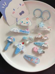 Sanrio Sanrio 14/12pcs Hello Kitty Hair Clips, Sweet Cute Mixed Color Plastic Hairpin Set With Bangs Clips, For Girls Friends Daily Wear & Birthday Valentine Gifts, Summer Beach Accessories Claw Clips Hair Slide Hair Barrettes