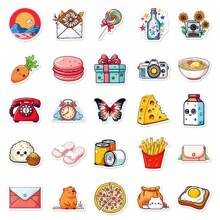 50 piezas Juego de pegatinas de dibujos animados lindos, estilo fresco diario de manzana y taza, pegatinas de PVC resistentes al agua, adecuadas para botellas de agua, monopatines, portátiles, planificadores, cuadernos, equipaje