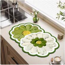 Alfombrilla de estilo campestre para encimera de cocina, almohadilla absorbente de gel de sílice, esterilla de escurrido para mesa, almohadilla de secado de platos, posavasos de secado rápido