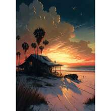 1 pieza Impresiones y carteles de arte de pared con opción de marco - Escenas naturales de viaje con vista al mar, pueblo costero, coches - Decoración de arte de lienzo para la sala de estar del hogar - Cuadros de pared - Regalos