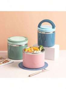 Fiambreras de acero inoxidable de 1000ML, recipiente térmico aislado para alimentos tipo bento, para estudiantes, trabajadores, gran capacidad, juego de almuerzo