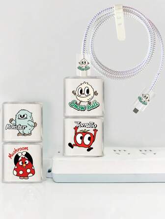 5pcs/Set Personalized Pattern Protective Cases Compatible With Apple 18W/20W Original Charging Cables Cable Protector, Charger Accessories, Phone Accessories
