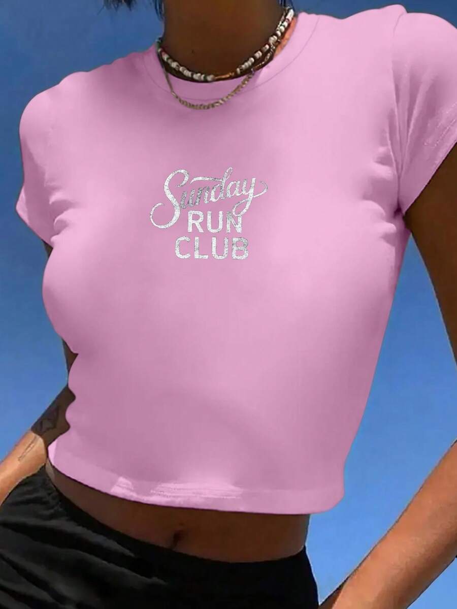 Sunday Run Club Women's Fashion Short T-Shirt - Pink - View 1