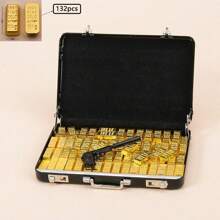 Mini Gold Bar Replica - 24K Gold-Plated Alloy Collectible, Decorative Display Model For Home/Office, Investment Prop Gift (Realistic Design, Luxury Style)