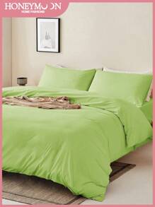 2/3 pièces Ensemble de housses de couette ultra douces et unies, literie avec sensation nuageuse légère, housse de couette*1 taie d'oreiller*1/2, vert pastel, s'adapte parfaitement aux lits de tailles simple, double, grand et queen