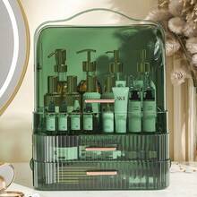 NetHong Cosmetics Storage Box With Lid And Handle Large Makeup Organizer Box Drawers For Skincare Display Cases Countertop, Bathroom - Translucent Green - View 3