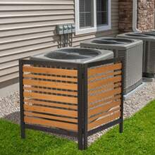 2-Panel Outdoor Air Conditioner Fence Screen, Outside Wood Privacy Fence, Backyard Garden Patio 38" W X 42" H - Khaki - View 2
