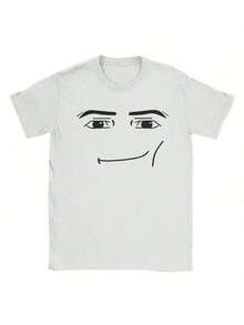 Anime Robot Robloxs Face T-Shirts Women Fun Tees Crew Neck Short Sleeve T Shirts Women Clothing Harajuku T Shirts - White - View 1