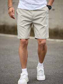 1 pieza Shorts tipo bermudas de cintura casual y deportivos para verano, ideales para Día del Amante, Día del Maestro, Día del Padre, Carnaval, Pascua, Año Nuevo, Ramadán