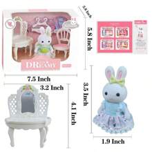 Set de regalo de casa de muñecas Mini White Rabbit con una bonita muñeca White Rabbit y divertidos accesorios de mobiliario para mayores de 3 años (Dresser-Home Scene)