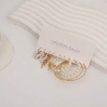 10prs Fashionable And Elegant Butterfly Pearl Earrings Set For Women