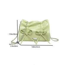 Pale Color Bowknot Chain Strap Flap Cover Shoulder Bag Crossbody Bag