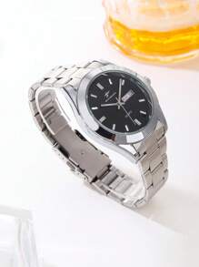 RICECGO RICECGO 1pc Men's Classic Quartz Watch - Business Style, Circular Dial, Calendar Display, Stainless Steel Strap, Quartz Movement, Suitable For Daily Wear, Ideal Gift For Birthdays Or Special Occasions, Anniversary Gift, Back To School Gifts.
