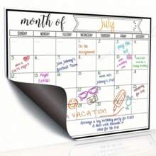 1 pezzo Calendario magnetico per frigorifero - Retro magnetico forte, superficie liscia cancellabile a secco, calendario pratico, lavagna bianca - Perfetto per l'organizzazione della cucina, la pianificazione dei pasti, i pianificatori familiari, promemoria e note sul frigorifero, forniture scolastiche, ritorno a scuola