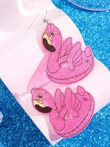1 par de brincos pendurados de acrílico em forma de cisne rosa, modernos, alegres, versáteis, divertidos e fofos para mulheres, adequados para uso diário, festas, praia e verão