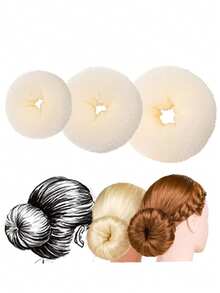 3 件装发圈造型器，神奇海绵发圈，轻松 DIY 大发髻配件，返校季、旅行度假必备，女士美发配件，卷发器，卷发梳，卷发棒，卷发产品，卷发器，卷发棒，卷发工具，卷发器，无热卷发，无热卷发，卷发 - 彩色 - 查看 11