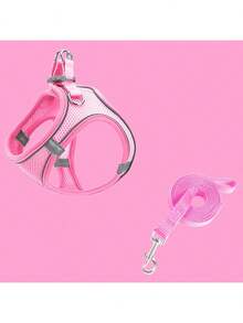 1 st bröst- och koppelsele, ryggsäcksstil husdjurssele, bröstsele för katt och hund, andningsbart reflekterande, rymningssäkert koppel för utomhusbruk/liten hundsele, andningsbart nät, västsele för steg, reflekterande mjuka vadderade selar för liten hund för promenader