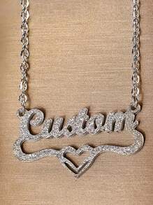 1 pieza Collar personalizado mate con nombre, colgante con forma de corazón grabado de acero inoxidable, collar con letras inglesas personalizadas, adecuado para el Día de San Valentín, Día de la Madre, Acción de Gracias, regalo para parejas, familia y amigos