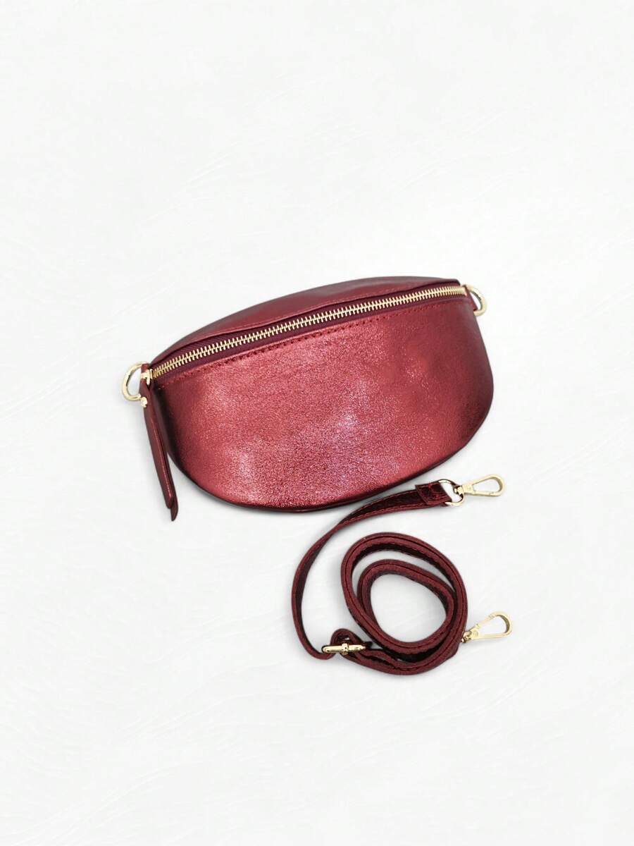 Genuine Italian Leather Women Waist Bag, New Casual Small Cross-Body Bag, Plain Color One Shoulder Bag, Minimalist Style All-Match Practical Chest Pack