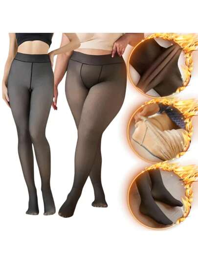 Meia Calca Feminina Termica Forrada pelucada Elástica Slim Leggings P ao Plus