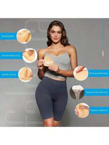 Adhesive Invisible Bra Inserts, Double-Sided Sticky Bra Cups, Adhesive Swimsuit Pads, Suitable For Sports Bras And Swimwear - Yellow - View 2