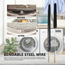 1/2 Pcs, Washing Machine Cleaning Brush, Multifunctional Long Flexible Radiator Cleaning Brush, Dryer Pipe Brush , Dryer Fluff Brus, Cleaning Supplies Kitchen Accessories ,Ideal For Vents, Air Conditioners And Outdoor Sinks, Washer, Dryer, Refrigerator, Freezer, Stair Handrails - Black - View 5