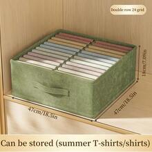 1pc Fabric Drawer Organizer, Closet Storage Box For Clothes, Pants, Ties, Layered Drawer Divider - Grass Green - View 5