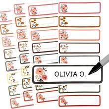 40pcs Waterproof Baby Name Labels, Washable Bottle Labels, Reusable Self-Adhesive Label Stickers (Self-Laminating Writable) For Daycare - Flowers - View 7