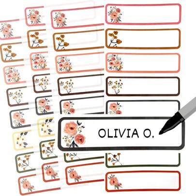 40pcs Waterproof Baby Name Labels, Washable Bottle Labels, Reusable Self-Adhesive Label Stickers (Self-Laminating Writable) For Daycare
