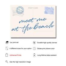 1pc Unframed Meet Me At The Beach Post Card Wall Art Poster Canvas Print Minimalist Summer Coastal Granddaughter Beachy Aesthetic Decor Painting For Apartment,Living Room,Bedroom,Modern Home Decoration