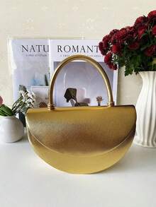 2024新款时尚简约优雅女士手拿包，派对链条单肩包，轻巧奢华礼品手提包，送给女友的生日礼物 - 金色 - 查看 1