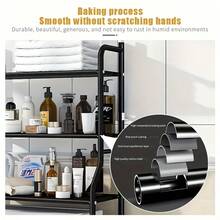 3-Tier Metal Bathroom Storage Rack, Space-Saving Over-Toilet Shelf Organizer With Frame, No-Drill Installation For Small Spaces, Toilet Storage Solution | Minimalist Design | Nodrill Setup, Bathroom Organizers And Storage, Standing Shelf, Shelves - 黑色 - 查看 9