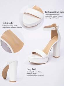 Women's High Heel Chunky Heel Waterproof Platform Strap Peep-Toe Sandals, Suitable For Singles' Party, Outing, Wedding, Spring, White - White - View 8