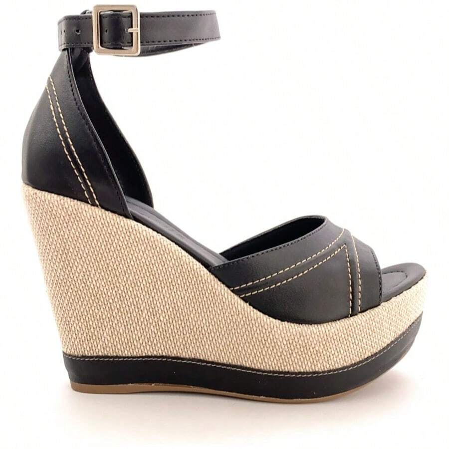 Women's High Heel Wedge Platform Sandal Various Colors Party - 黑色 - 查看 1