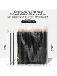 Brochas desechables de manicura, que incluyen bolígrafo con cordel, brocha de punta puntiaguda, brocha de relleno. Reutilizables para herramientas de arte de uñas de manicura con gel UV