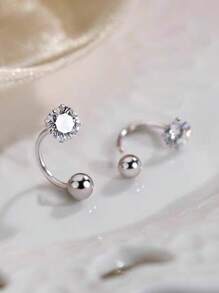 1 Pc S999 Sterling Silver Belly Button Zirconia Belly Button 3mm 4mm 5mm Mini Belly Jewelry,Suitable For Wearing On Summer Beach Vacations