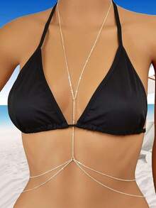 2025Hot Sale14K Body Chains Women, Layered Crossover Bikini Bra Body Jewelry, Summer Beach Belly Waist Chain - 鍊子(銀色) - 查看 2