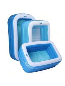 Blue Rectangular Inflatable Pool 540 Liters 180cm PVC With VG Plus Inflation Pump - 藍色 - 查看 5