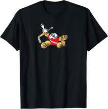 Old School Retro Cartoon Youth Hockey Goalie Save T-Shirt$Asc Unique Gifts - Black - View 1