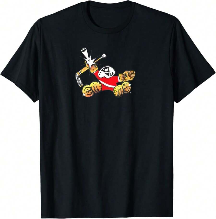 Old School Retro Cartoon Youth Hockey Goalie Save T-Shirt$Asc Unique Gifts - Black - View 1