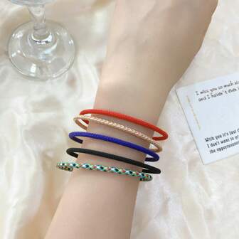 1 st premium färgglatt läderarmband för män och kvinnor, justerbar storlek i rostfritt stål