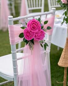 25Pcs Artificial Roses Flowers Fake Roses With Stems Real Touch Foam Flowers For DIY Wedding Bouquet Baby Shower Centerpiece Floral Arrangement Party Home Decor(Dark Red) - Hot Pink - View 9