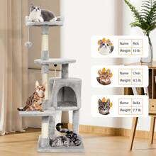 SEBRUANC Tiragraffi per gatti da 112 cm, multistrato, struttura stabile e comodo trespolo con giocattoli per gatti, cuccia per gatti da interno, per la cura degli artigli, tempo libero e intrattenimento