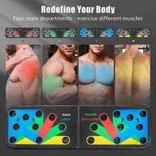 Push Up Rack Board 14 In1 Push Up Rack Board Fitness Workout Train Gym Muscle Exercise Pushup Stand - 14合1 黑色 - 查看 5